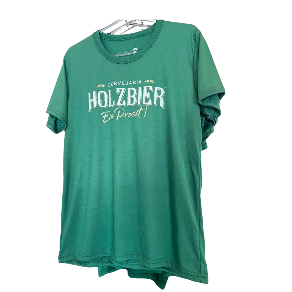 Camisa verde Holzbier tamanho M com estampa frontal oficial