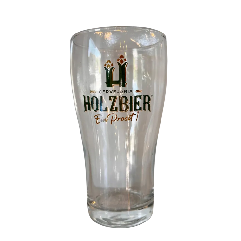 Copo American Holzbier em vidro alongado com logotipo estampado